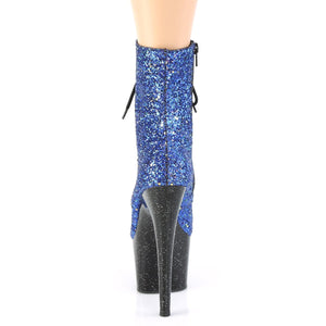 ADORE-1020MG 7 Inch Blue Glitter Black Pole Dance Ankle Boot