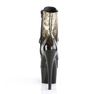 ADORE-1020OMB Gold-Black Glitter Pole Dancer Ankle Boots