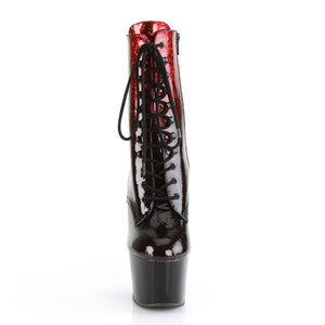 ADORE-1020OMB Pleasers 7" Heel Red Pole Dancing Ankle Boots