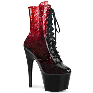 ADORE-1020OMB Pleasers 7" Heel Red Pole Dancing Ankle Boots