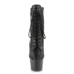 ADORE-1020PK 7" Heel Black Quilted Pole Dancing Ankle Boots