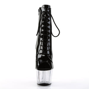 ADORE-1021 7" Heel Black and Clear Pole Dancing Ankle Boots