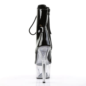 ADORE-1021 7" Heel Black and Clear Pole Dancing Ankle Boots