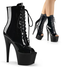 Load image into Gallery viewer, ADORE-1021 7 Inch Heel Black Patent Pole Dancing Ankle Boots