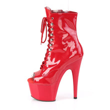 Load image into Gallery viewer, ADORE-1021 Pleasers 7 Inch Heel Red Pole Dancing Ankle Boots