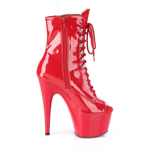 ADORE-1021 Pleasers 7 Inch Heel Red Pole Dancing Ankle Boots