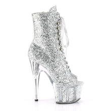 Load image into Gallery viewer, ADORE-1021G 7 Inch Heel Silver Glitter Strippers Ankle Boots