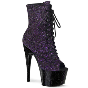 ADORE-1021MG 7 Inch Heel Purple Glitter Strippers Ankle Boot