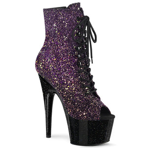 ADORE-1021OMBG 7" Purple Multi Glitter Strippers Ankle Boots