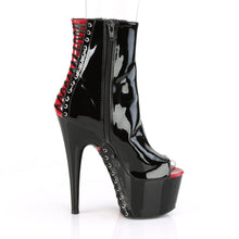 Load image into Gallery viewer, ADORE-1025 7&quot; Heel Black and Red Strippers Ankle Boots