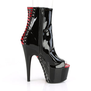 ADORE-1025 7" Heel Black and Red Strippers Ankle Boots