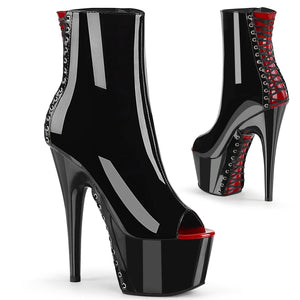 ADORE-1025 7" Heel Black and Red Strippers Ankle Boots