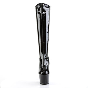 ADORE-2000 7 Inch Black Stretch Patent Pole Dancer Knee High