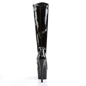 ADORE-2000 7 Inch Black Stretch Patent Pole Dancer Knee High