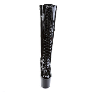 ADORE-2023 7 Inch Black Stretch Patent Pole Dancer Knee High