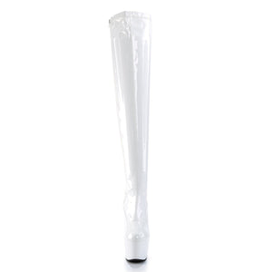 ADORE-3000 7 Inch Heel White Patent Pole Dancing Thigh Highs