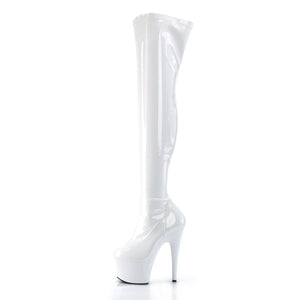 ADORE-3000 7 Inch Heel White Patent Pole Dancing Thigh Highs