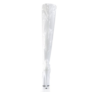 ADORE-3000 7 Inch Heel White Patent Pole Dancing Thigh Highs