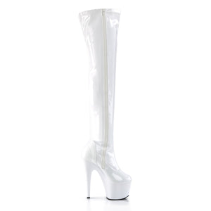 ADORE-3000 7 Inch Heel White Patent Pole Dancing Thigh Highs