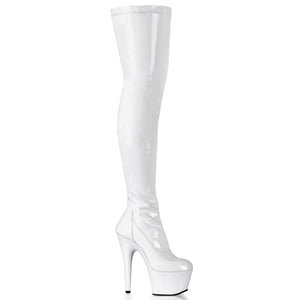 ADORE-3000 7 Inch Heel White Patent Pole Dancing Thigh Highs