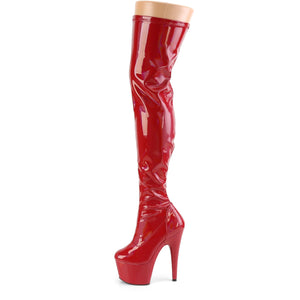 ADORE-3000HWR Pleaser 7" Heel Red Pole Dancing Thigh Highs