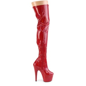 ADORE-3000HWR Pleaser 7" Heel Red Pole Dancing Thigh Highs