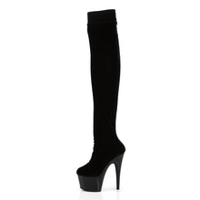 Load image into Gallery viewer, ADORE-3002 7&quot; Heel Black Stretch Velvet Pole Thigh High Boot