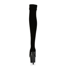 Load image into Gallery viewer, ADORE-3002 7&quot; Heel Black Stretch Velvet Pole Thigh High Boot