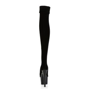 ADORE-3002 7" Heel Black Stretch Velvet Pole Thigh High Boot