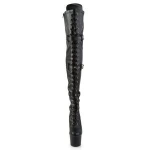 ADORE-3028 Pleaser 7 Inch Heel Black Pole Dancer Kinky Boots