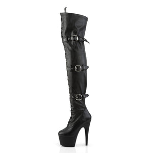 ADORE-3028 Pleaser 7 Inch Heel Black Pole Dancer Kinky Boots