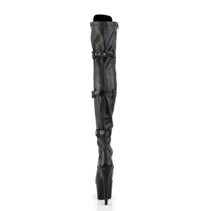 ADORE-3028 Pleaser 7 Inch Heel Black Pole Dancer Kinky Boots