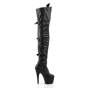 ADORE-3028 Pleaser 7 Inch Heel Black Pole Dancer Kinky Boots