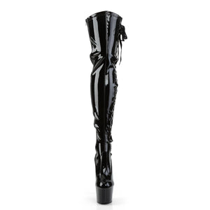 ADORE-3050 7" Black Stretch Patent Pole Dancer Kinky Boots