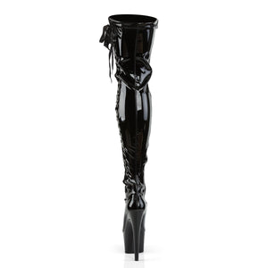 ADORE-3050 7" Black Stretch Patent Pole Dancer Kinky Boots