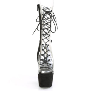 ADORE-700-60FS Sexy 7" Heel Clear Black Pole Dancer Sandals