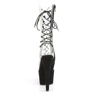 ADORE-700-60FS Sexy 7" Heel Clear Black Pole Dancer Sandals