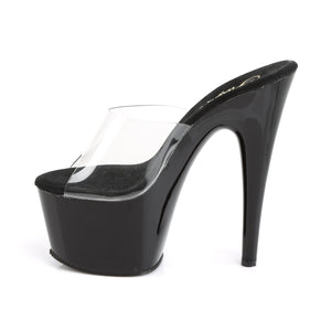 ADORE-701 Sexy 7" Heel Clear and Black Sexy Sandals