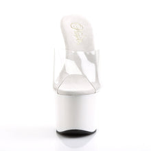 Load image into Gallery viewer, ADORE-701 Sexy 7 Inch Heel Clear and White Stripper Sandals