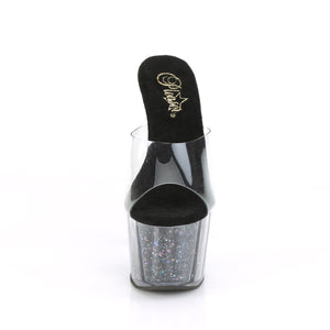 ADORE-701CG Sexy 7 Inch Clear Black Glitter Fetish Shoes