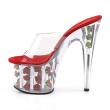 Load image into Gallery viewer, ADORE-701FL 7&quot; Heel Clear and Red Flowers Pole Dancer Shoes