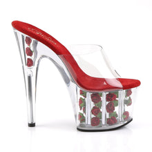 Load image into Gallery viewer, ADORE-701FL 7&quot; Heel Clear and Red Flowers Pole Dancer Shoes