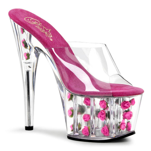 ADORE-701FL Sexy Clear Hot Pink Flowers Fetish Platform Shoes