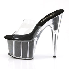 Load image into Gallery viewer, ADORE-701G 7&quot; Heel Clear and Black Glitter Pole Dancer Shoes