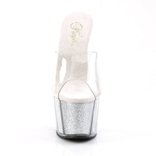 Load image into Gallery viewer, ADORE-701G 7&quot; Heel Clear Silver Glitter Pole Dancer Shoes