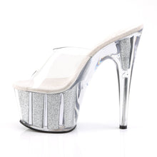 Load image into Gallery viewer, ADORE-701G 7&quot; Heel Clear Silver Glitter Pole Dancer Shoes