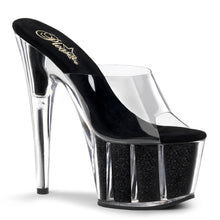 Load image into Gallery viewer, ADORE-701G 7&quot; Heel Clear and Black Glitter Pole Dancer Shoes