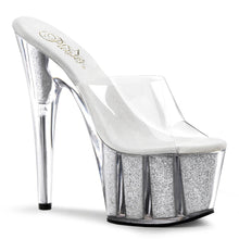 Load image into Gallery viewer, ADORE-701G 7&quot; Heel Clear Silver Glitter Pole Dancer Shoes