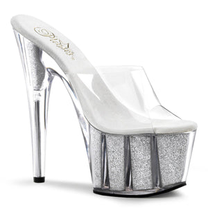 ADORE-701G 7" Heel Clear Silver Glitter Pole Dancer Shoes