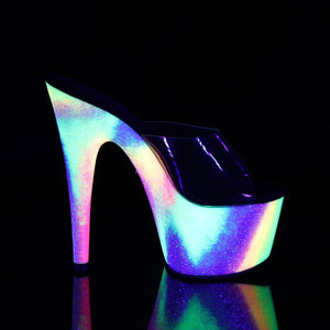 ADORE-701GXY 7" Heel Clear Neon Glitter Pole Dancer Shoes